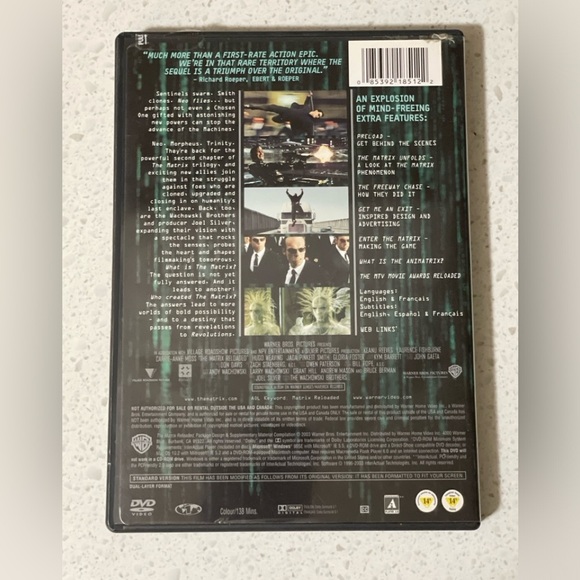 The Matrix Reloaded DVD 2003 2-Disc Set Full Screen ~ Keanu Reeves - Picture 2 of 4